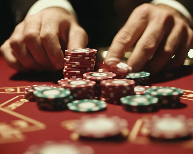 Live blackjack table with dealer and cards displayed on screen